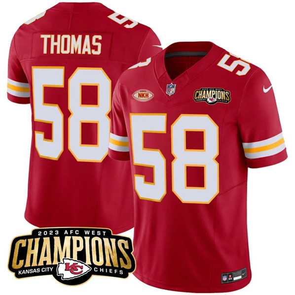 Men & Women & Youth Kansas City Chiefs #58 Derrick Thomas Red 2023 F.U.S.E. AFC West Champions With NKH Patch Vapor Untouchable Limited Jersey,We sell and wholesale Men & Women & Youth Kansas City Chiefs #58 Derrick Thomas Red 2023 F.U.S.E. AFC West Champions With NKH Patch Vapor Untouchable Limited Jersey on line form chian!
